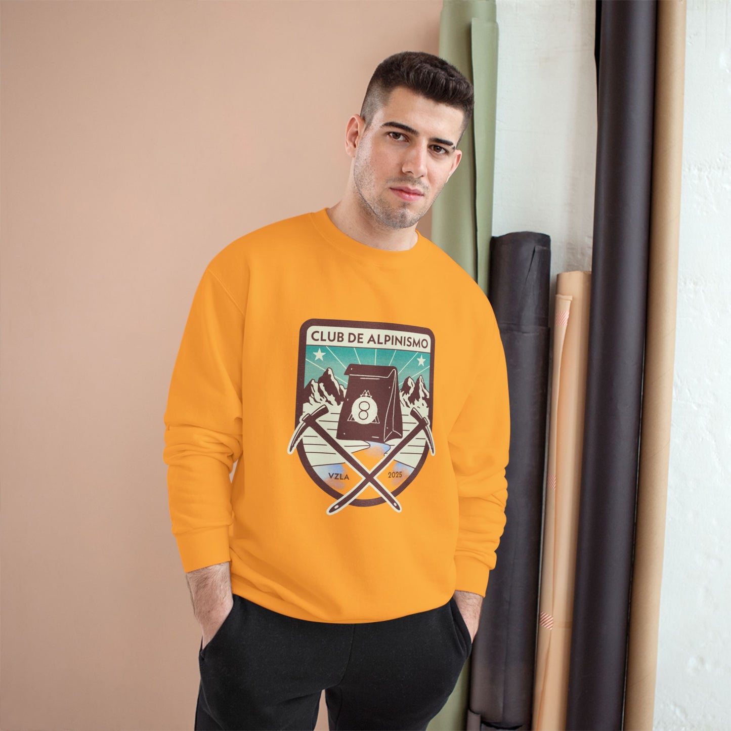 Champion Sweatshirt - Retro Alpinism Club Design for Outdoor Enthusiasts