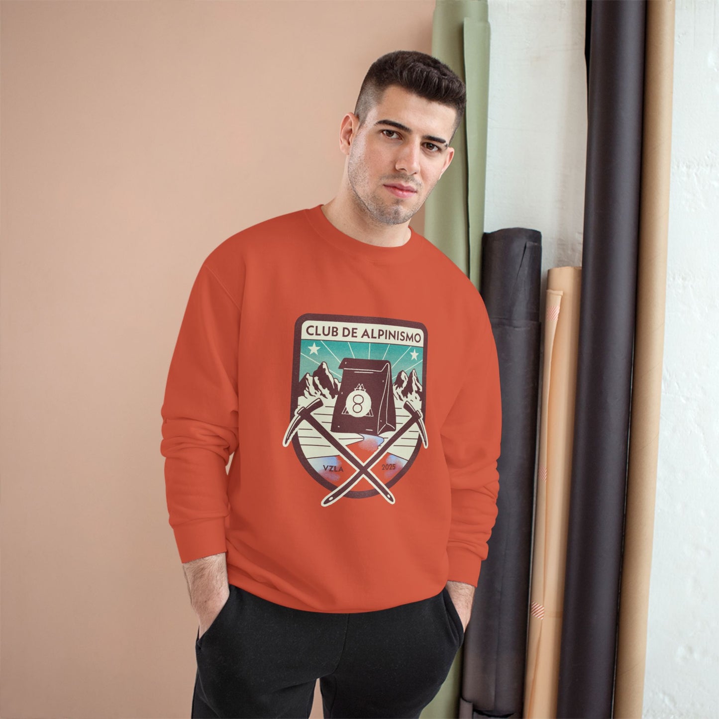 Champion Sweatshirt - Retro Alpinism Club Design for Outdoor Enthusiasts