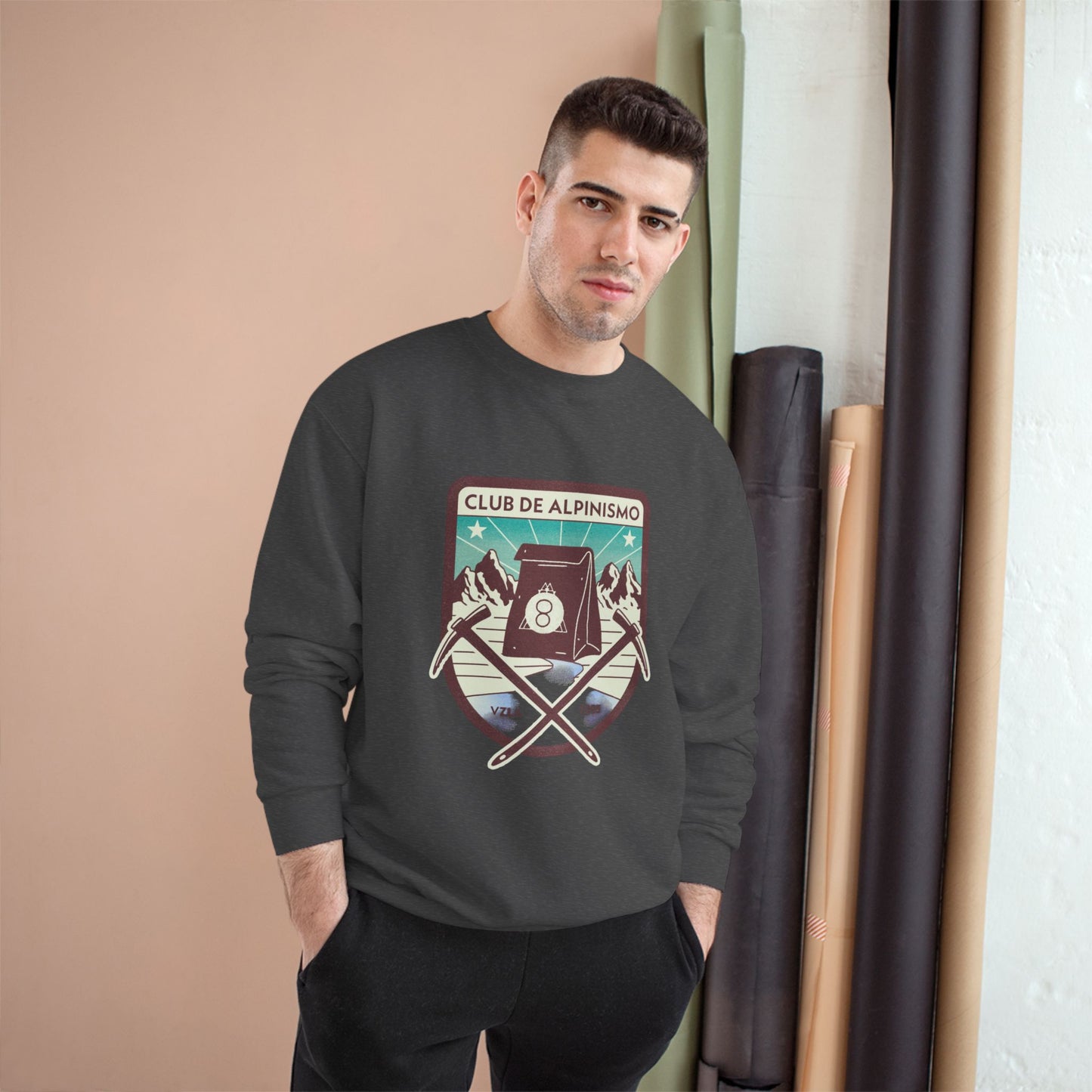 Champion Sweatshirt - Retro Alpinism Club Design for Outdoor Enthusiasts