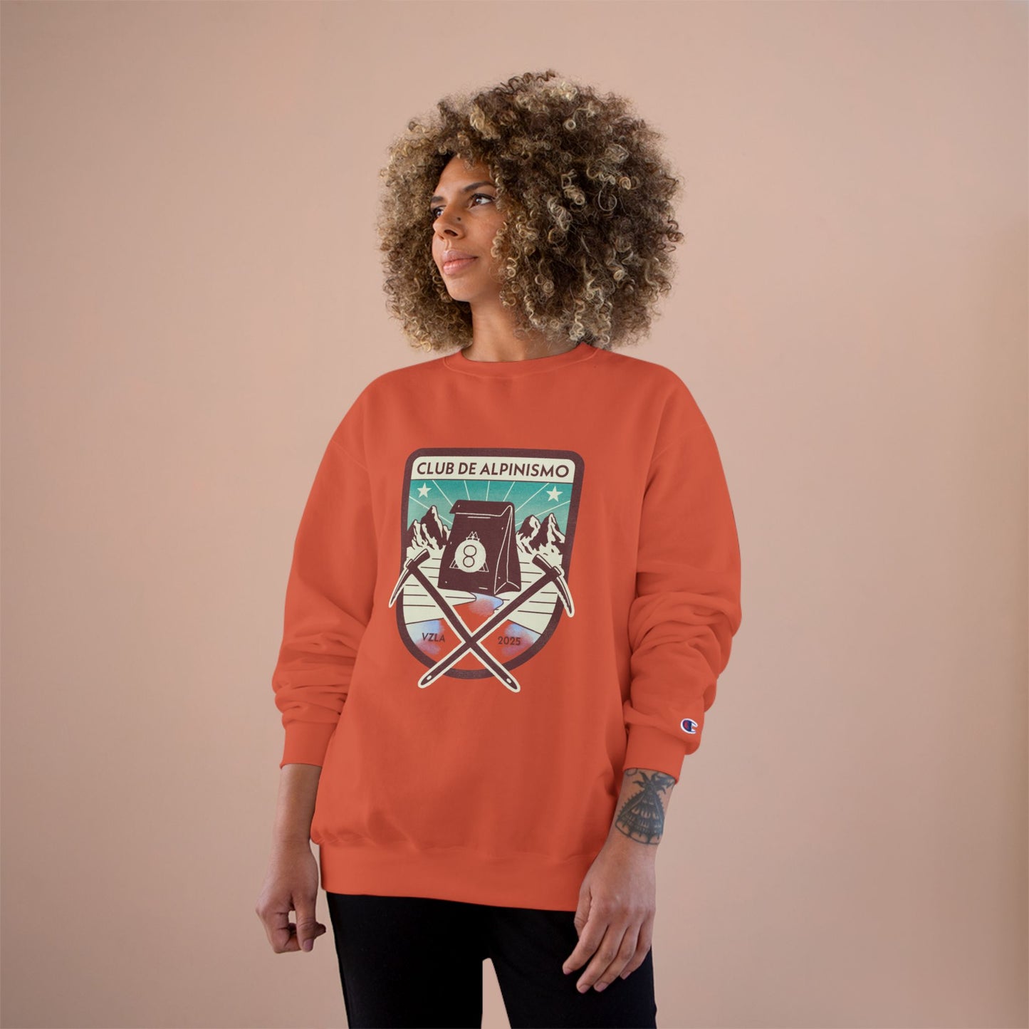 Champion Sweatshirt - Retro Alpinism Club Design for Outdoor Enthusiasts